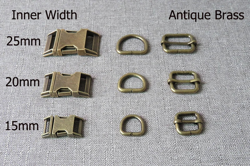 1Set Metal Buckles Hardware D Ring Adjuster Belt Strap Slider Fasteners For Paracord Pet Dog Collar Harness DIY Sewing Accessory