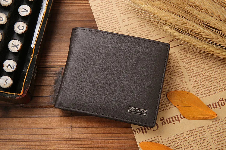 Classic Short Genuine Leather Men Wallets Fashion Coin Pocket Card Holder Men Purse Simple Quality Male Wallets