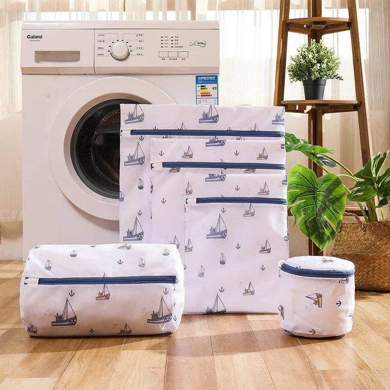 6 Sizes Printing Foldable Laundry Bag Net Washing Machine Bags Travel Storage Organizer Mesh Dirty Laundry Bag for Bra Underwear