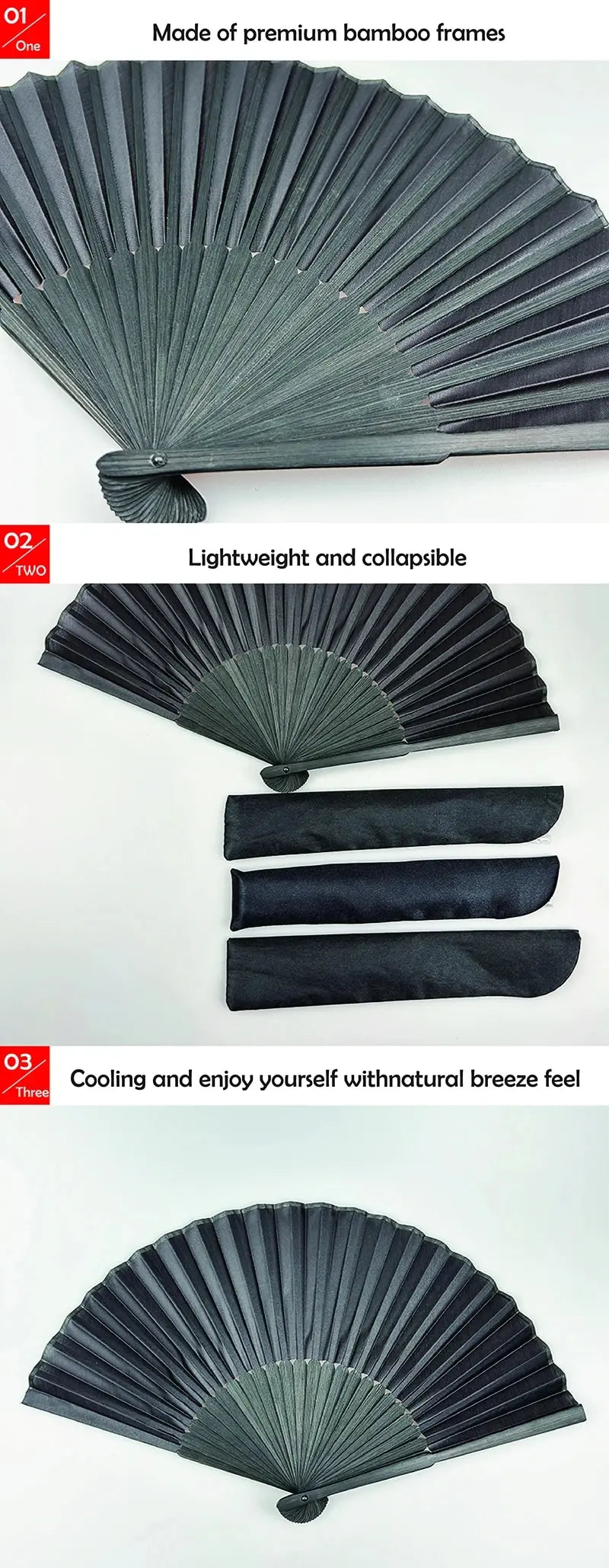 Chinese Style Black Vintage Hand Fan Folding Fans Dance Wedding Party Favor Chinese Dance Party Folding Fans