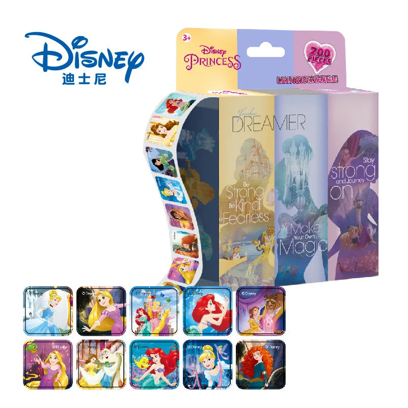 200 Sheets/Box Disney Cartoon Pull Out Stickers Princess Frozen Mickey Mouse Minnie Sticker Girl Boy Teacher Reward Toys Gift