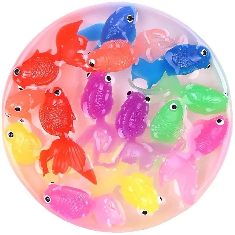 Children's 10Pcs/Set Kawaii Simulation Rubber Goldfish Baby Bath Water Play Games Toys for Kids Toddlers Bathing Shower Gifts