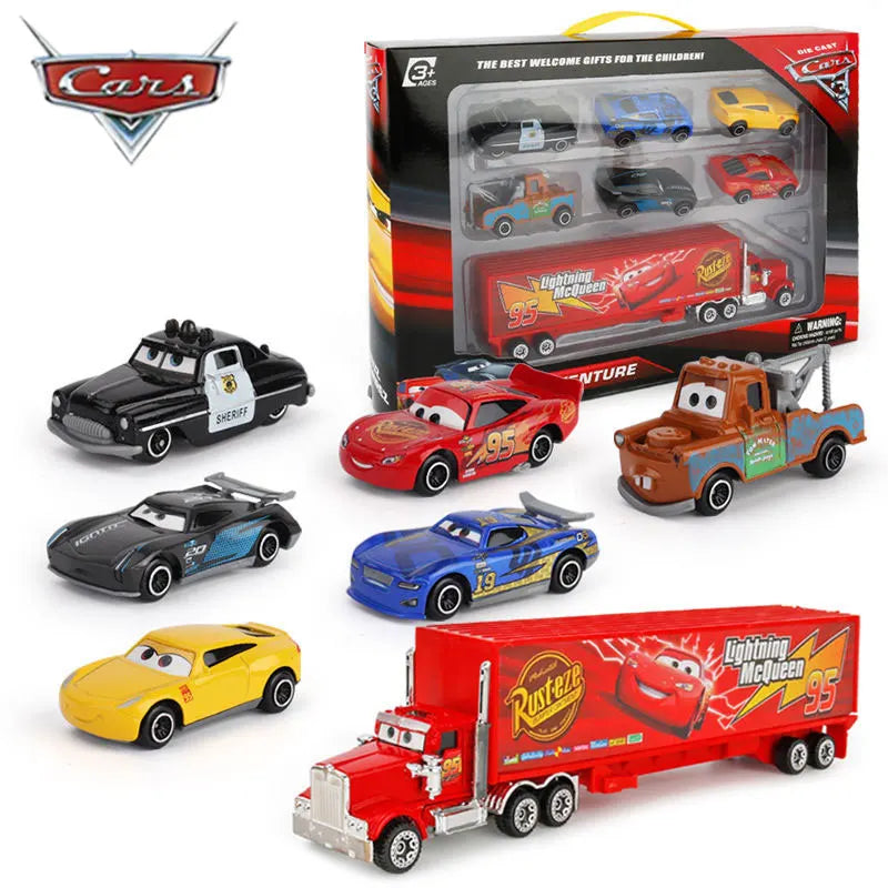 6-7pcs/Set Disney Pixar Car 3 Lightning Mcqueen Uncle Truck Jackson Storm 1:55 Diecast PVC Car Model Toys Kids Boy Xmas Kid Gift