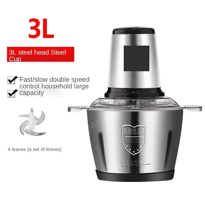 2 Speed Stainless steel Electric Chopper Meat Grinder Mincer Food Processor Slicer Meat Cutter  Food Chopper Electric