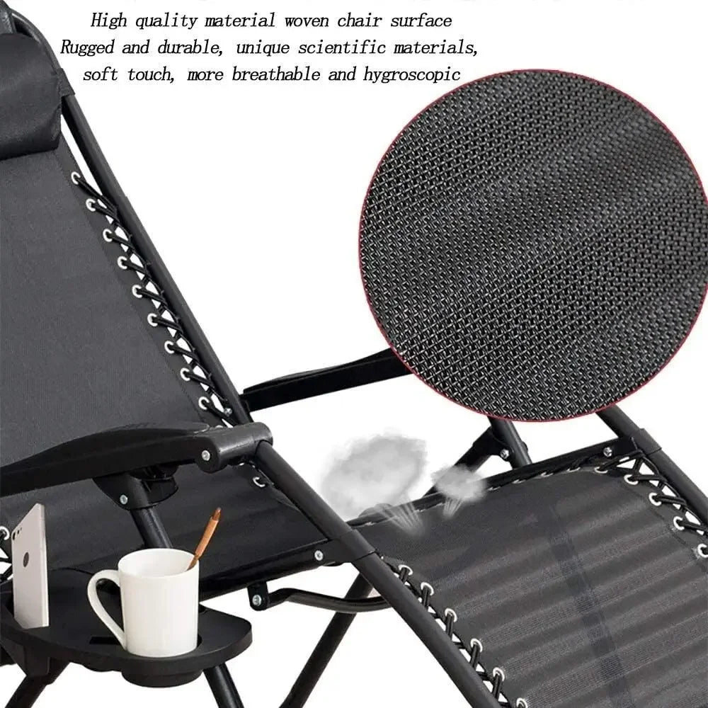 Zero Gravity Chair with Armrest Camping Lounge Patio Padded Folding Lawn Recliner with Cup Holder Outdoor Indoor Foldable Chair