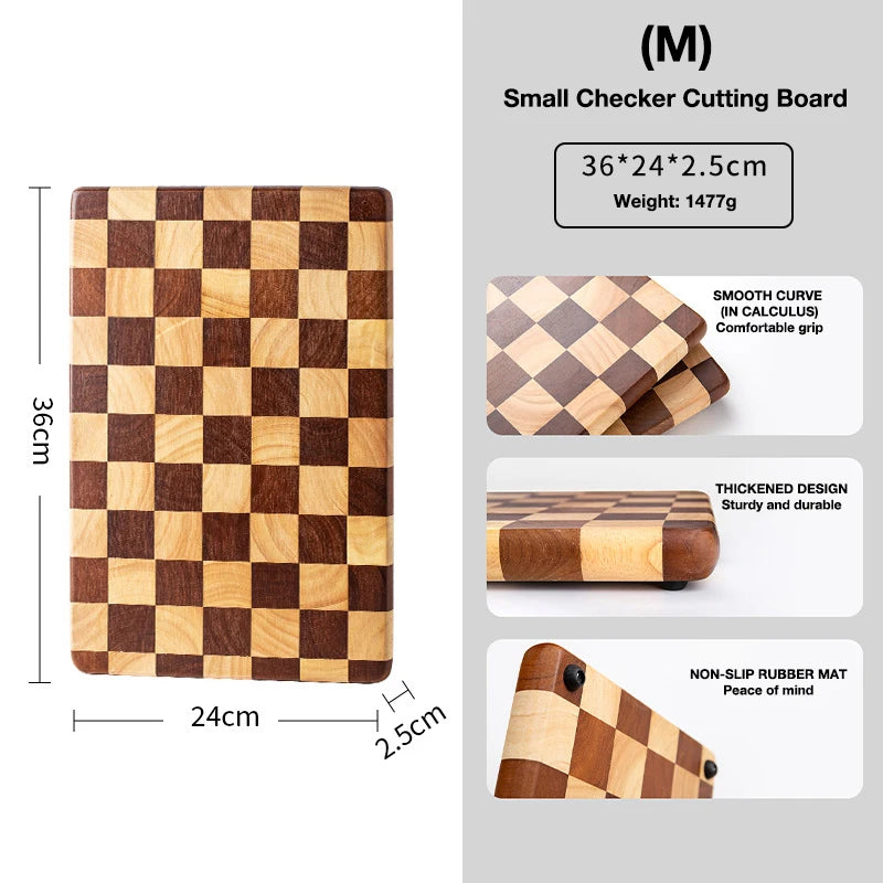 Acacia Wood Kitchen Board,Natural Splicing checkerboard texture chopping board,Solid Wood kitchen Board Non-slip Knife Board