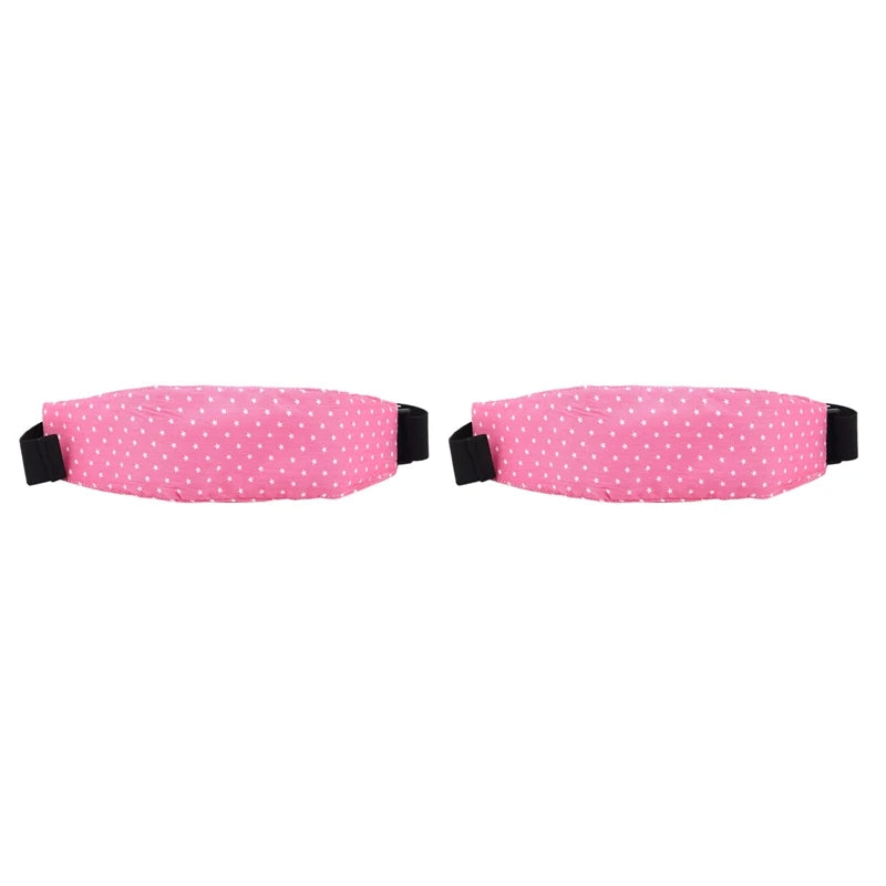 2Pcs Fixing Band Baby Kid Head Support Holder Star Print Sleeping Belt Baby Stroller Safety Seat Holder Belt(PINK)