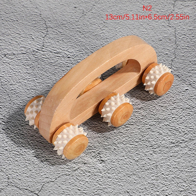 2/4/6/10Wheels Wooden Car Roller Relaxing Hand Massage Tool Arched Handle Massager For Face Neck Head Foot Acupoint Muscle Relax