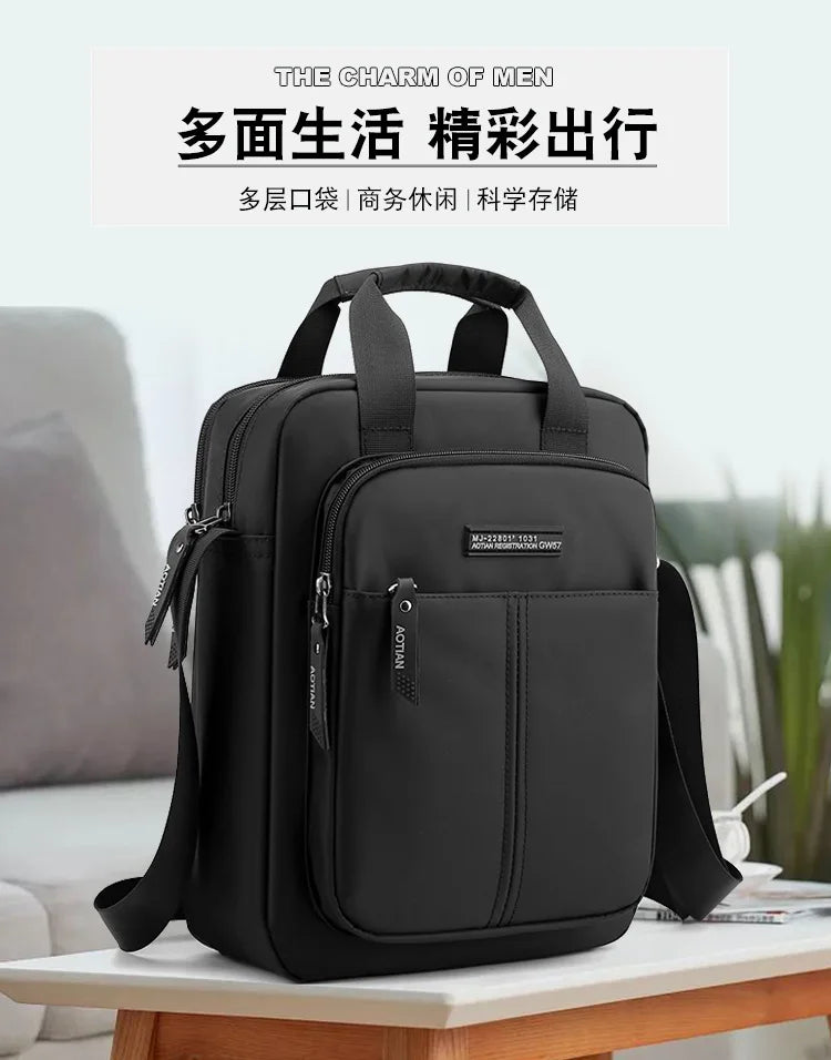 AOTIAN Vertical Men's Casual Shoulder Bag Waterproof Oxford Cloth Business Crossbody Handbag Simple and Fashionable Sling Bag