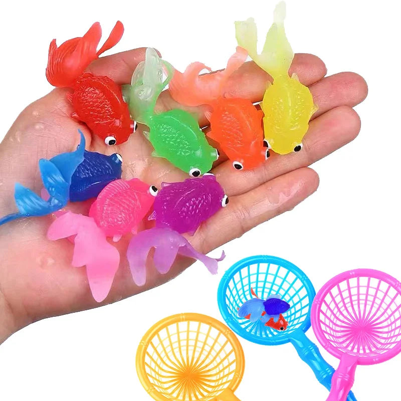 Children's 10Pcs/Set Kawaii Simulation Rubber Goldfish Baby Bath Water Play Games Toys for Kids Toddlers Bathing Shower Gifts