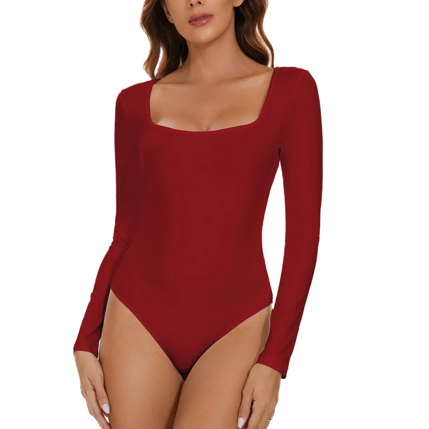 Autumn Square Neck Bodysuit Women's Long Sleeved Shapewear Tummy Control Body Shaper Lady Streetwear Female Warm Clothing Winter