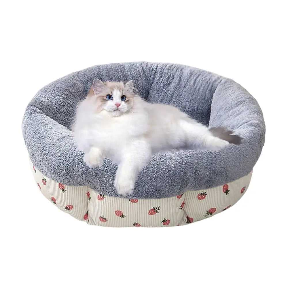 Cat Beds For Indoor Cats Donut Cuddler Pet Round Bed Machine Washable Calming Soft Cat Bed All Seasons Warm With Non-Slip Bottom