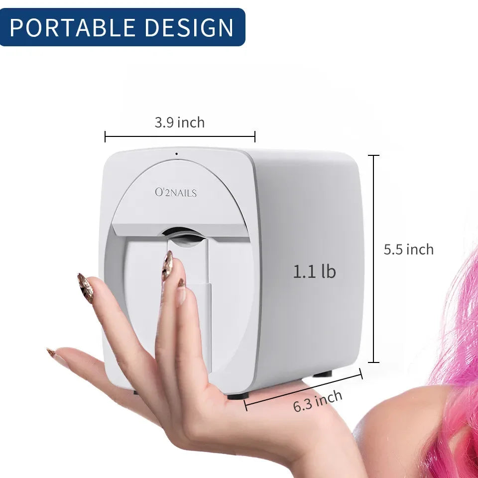 3D Nail Printer Mini Printer for Nails Professional O2NAILS Portable Mobile Nail Art Printing Machine For Home Or Nail Salon