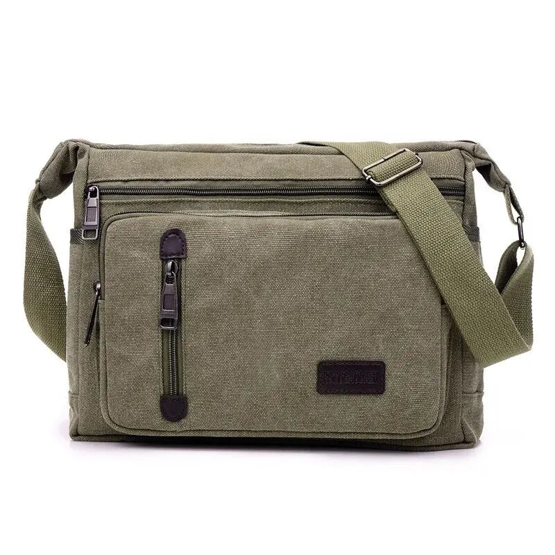 Canvas Shoulder Bag Bottle Men Women Casual Simple Fashion Retro Crossbody Cross Square Multi Layered