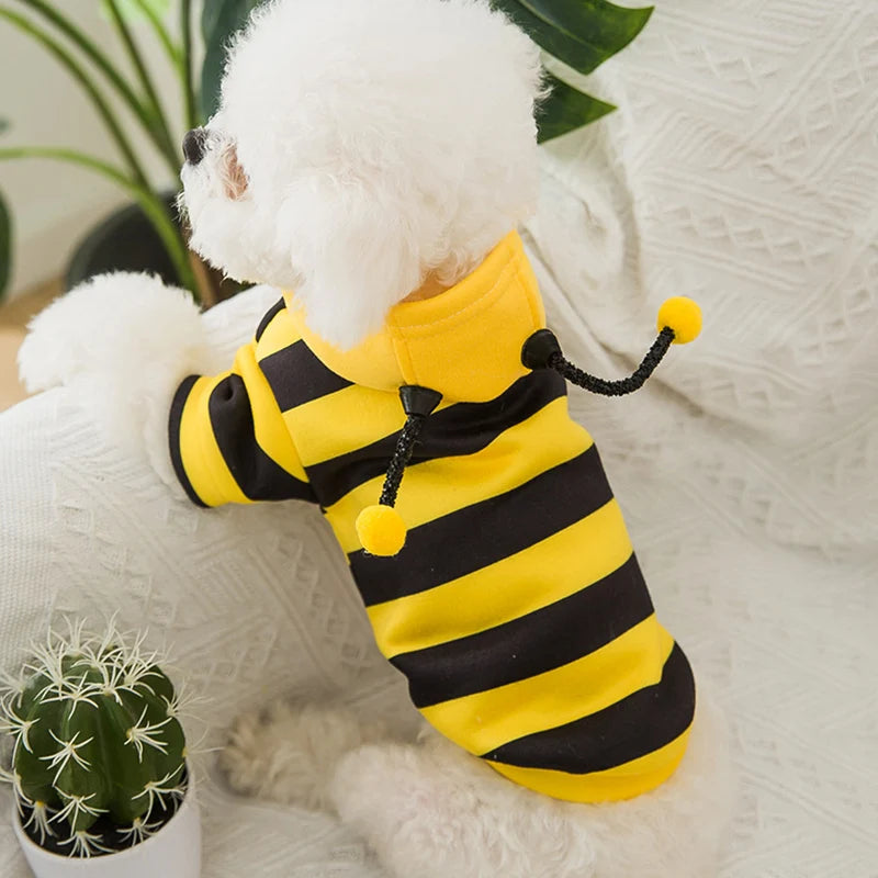 Bee Designer Dog Cat Cosplay Costume Funny Outfit Pet Hoodies Christmas Sweater Warm Coat for Small Dogs Cute Puppy Clothes