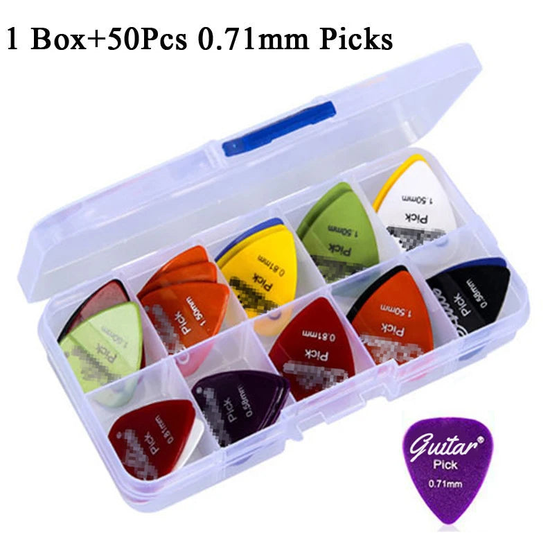 50Pcs/Set Electric Guitar Pick Acoustic Music Picks Plectrum 0.58/0.71/0.81/0.96/1.20/1.50mm Thickness Guitar Accessories GYH