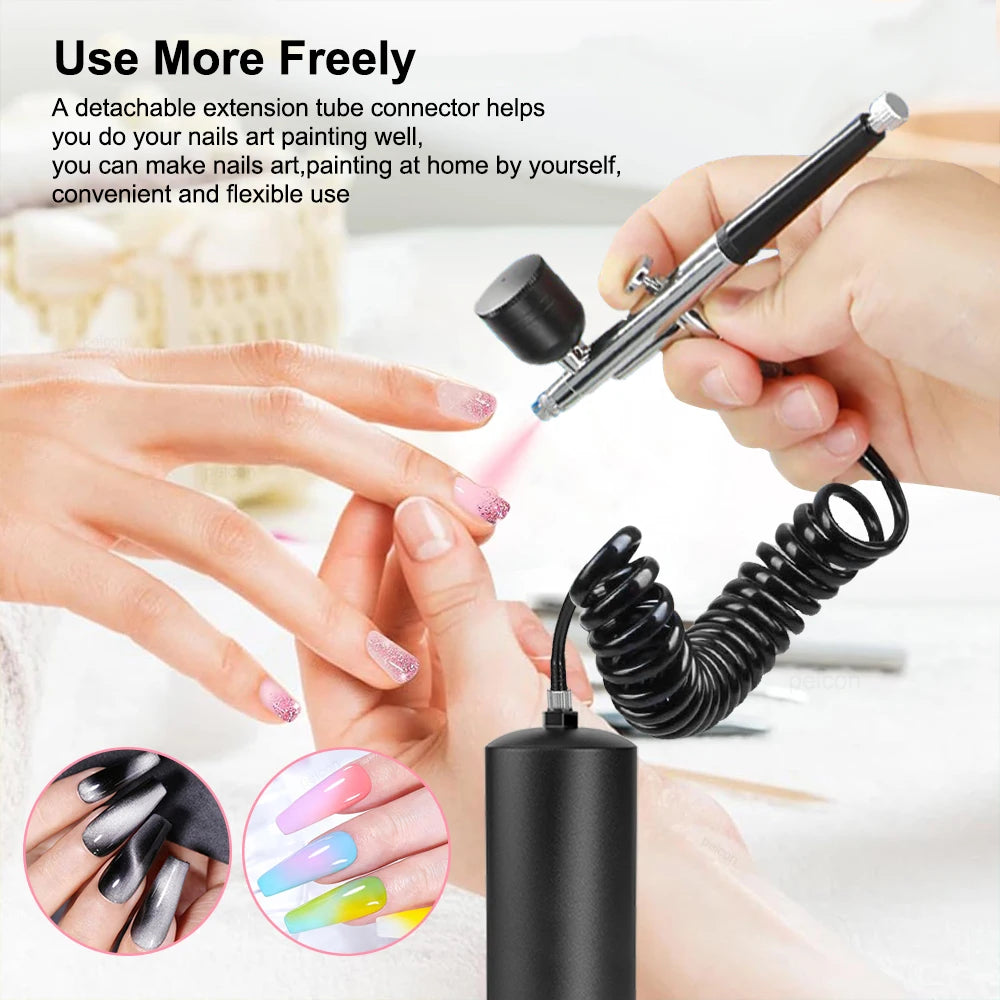 Airbrush Nail Portable Mini Air Brush With Compressor Kit for Nails Art Manicure Craft Pastry Cake Painting Nano Sprayer Gun