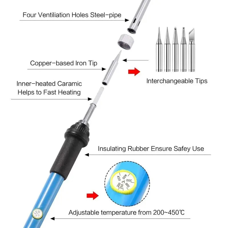 Adjustable Temperature Electric Soldering Iron 110V/220V 60W Solder Iron Professional Tin Welder Heat Pencil Welding Repair Tool