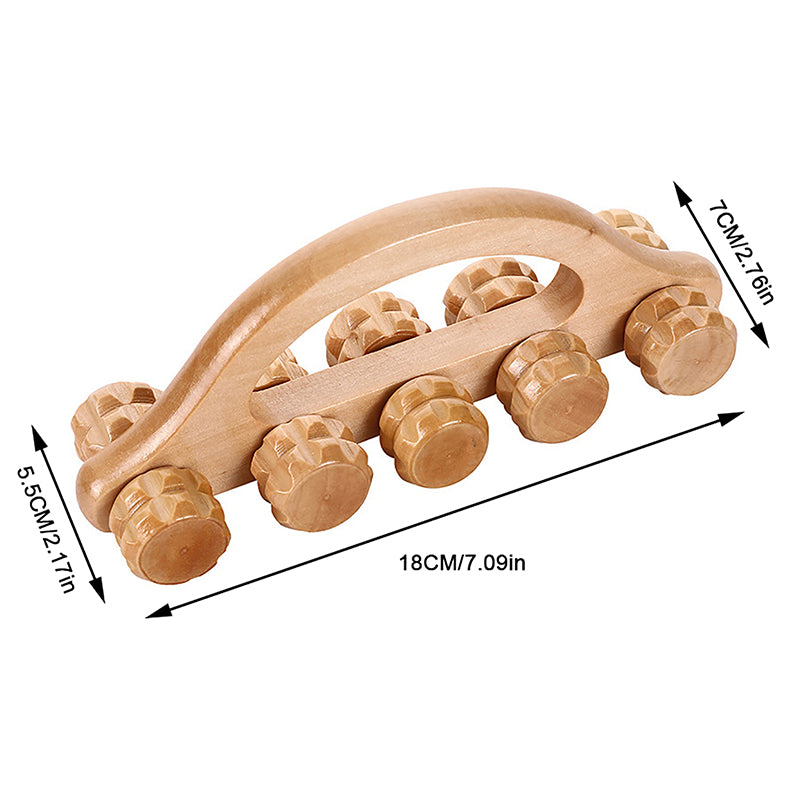 2/4/6/10Wheels Wooden Car Roller Relaxing Hand Massage Tool Arched Handle Massager For Face Neck Head Foot Acupoint Muscle Relax