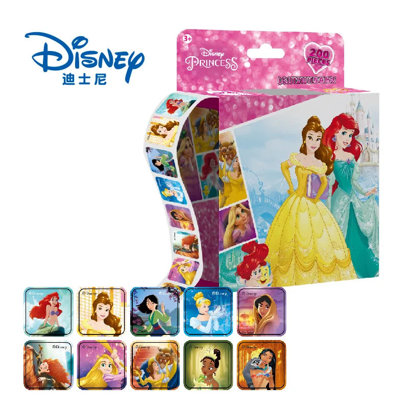 200 Sheets/Box Disney Cartoon Pull Out Stickers Princess Frozen Mickey Mouse Minnie Sticker Girl Boy Teacher Reward Toys Gift