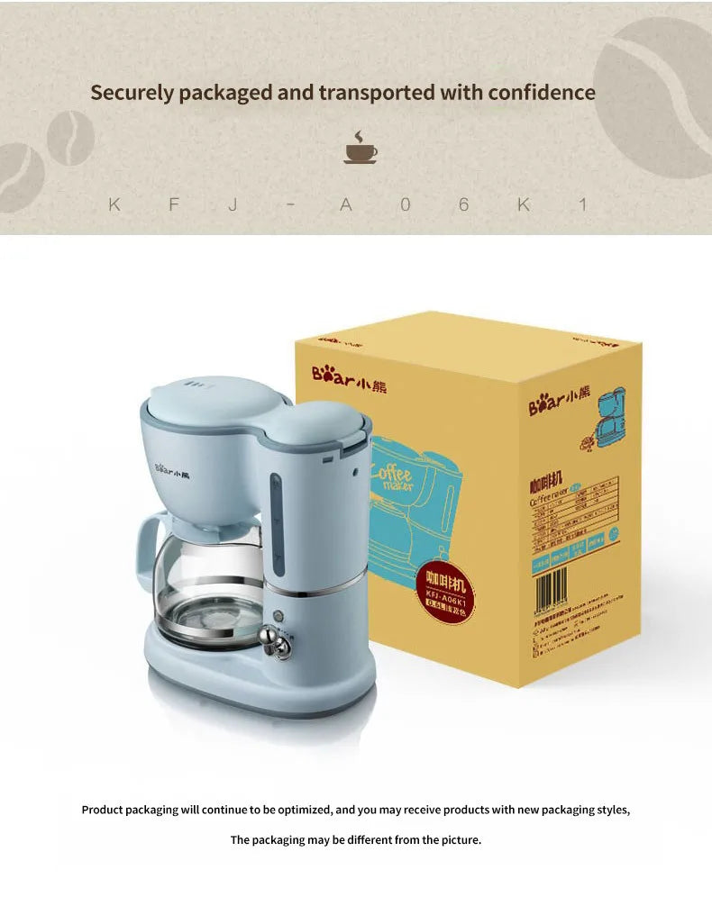 600ML American Coffee Maker Household Small Automatic Drip Mini Coffee Pot Flower Teapot Dual-Purpose Hot Drink 220V