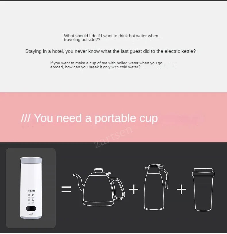 400ml Smart Electric Hot Water Cup Portable Travel Heating Cup Office Temperature Adjust kettle With Digital Display Cup 300W