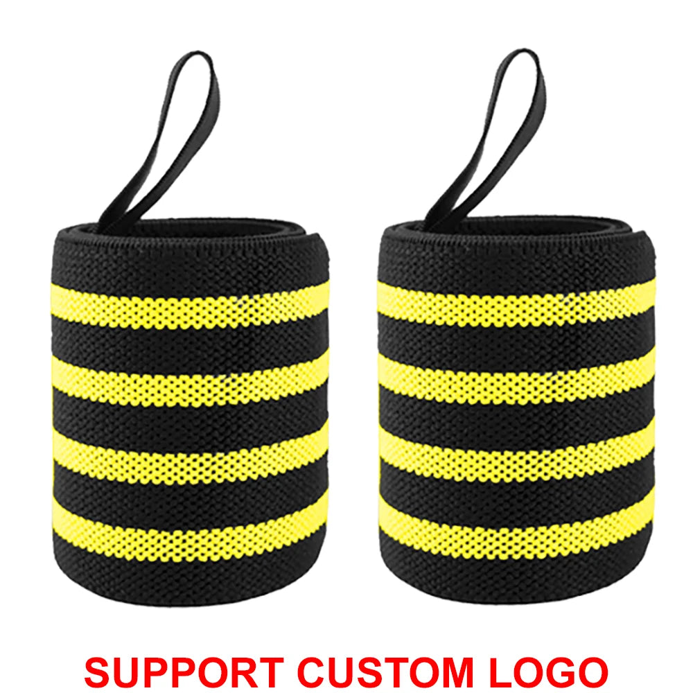 1 Pair Wristband Wrist Support Brace Straps Extra Strength Weight Lifting Wrist Wraps Bandage Fitness Gym Training Custom Logo