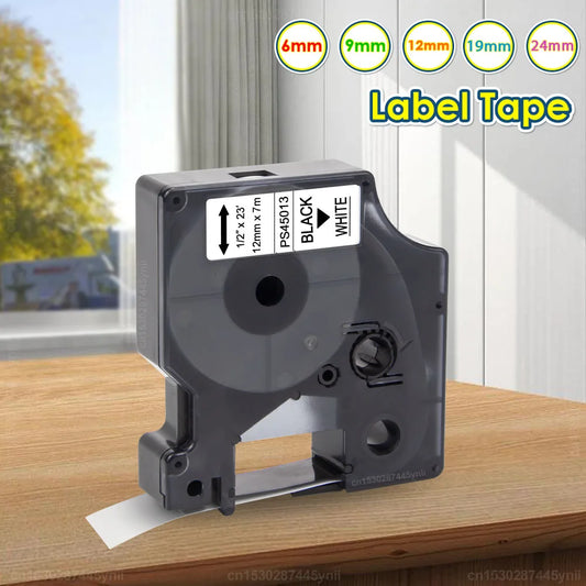 6/9/12/19/24mm Tape for Dymo D1 45013 43613 40913 45803 53713 45010 Label Tape for Dymo LabelManager 160 280 210D Label Maker