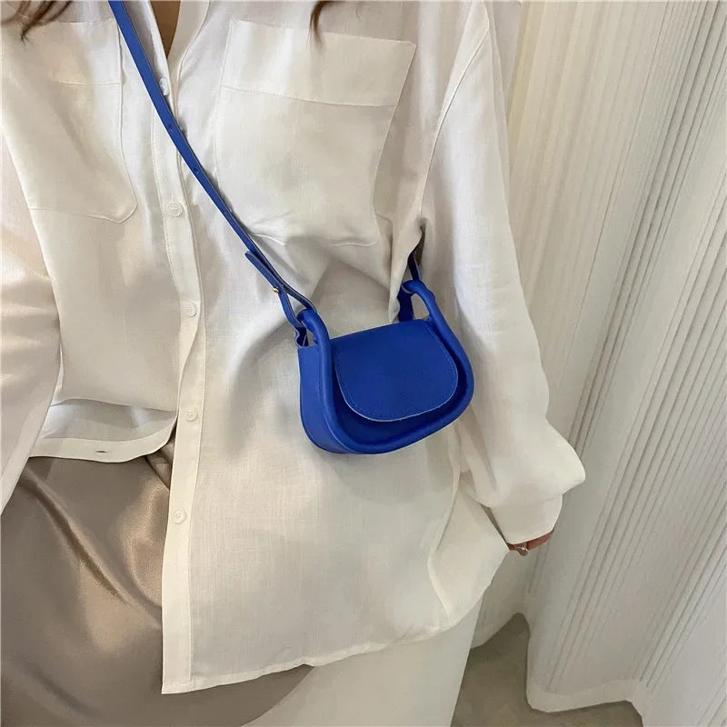 Candy Color Fashion PU Leather Mini Crossbody Bag Shoulder Bags for Women Small Saddle Bag Lipstick Coin Money Pouch Card Holder