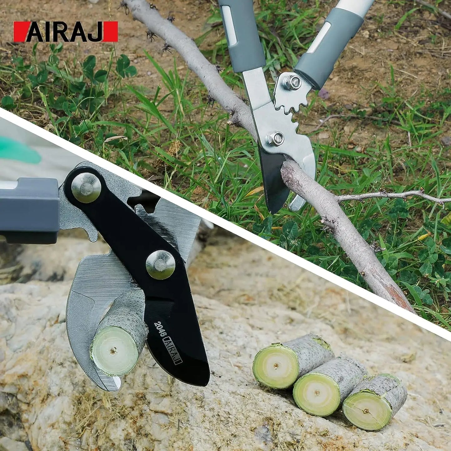 AIRAJ Bypass Pruning Shears 45 Cm, with Gear-Operated Cutting System, Cuts Branches, Thicker than 30 MM, SK-5 Steel Blade