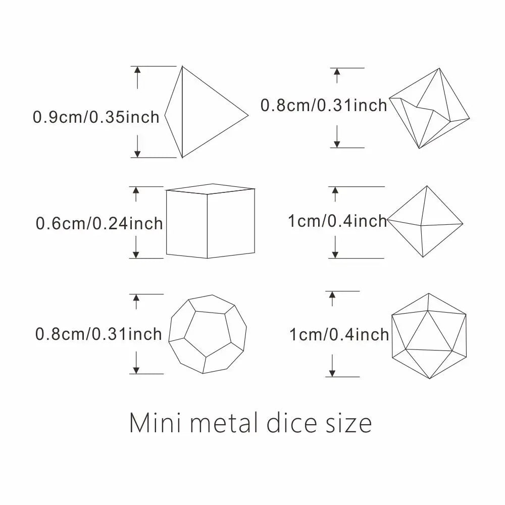 7pcs Set Metal Mini Archaized Board Game Dice Set Polyhedral Table Game Dice Role-Playing RPG Dice