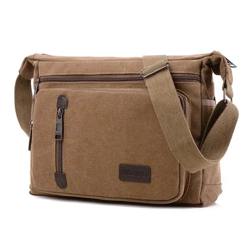 Canvas Shoulder Bag Bottle Men Women Casual Simple Fashion Retro Crossbody Cross Square Multi Layered