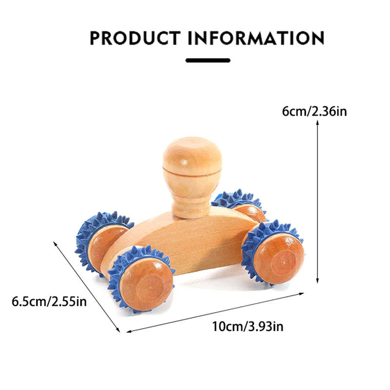 2/4/6/10Wheels Wooden Car Roller Relaxing Hand Massage Tool Arched Handle Massager For Face Neck Head Foot Acupoint Muscle Relax