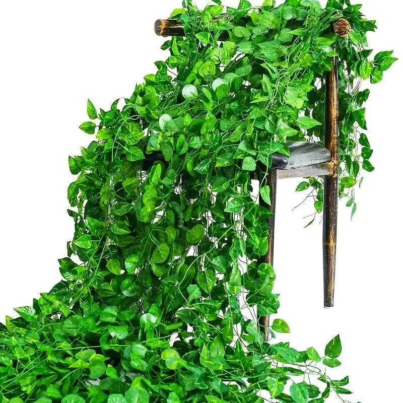 11M Artificial Plant Green Ivy Leaf Garland Fake Plant Creeper Hanging Vine Outdoor DIY Garden Wall Wedding Party Home Decor