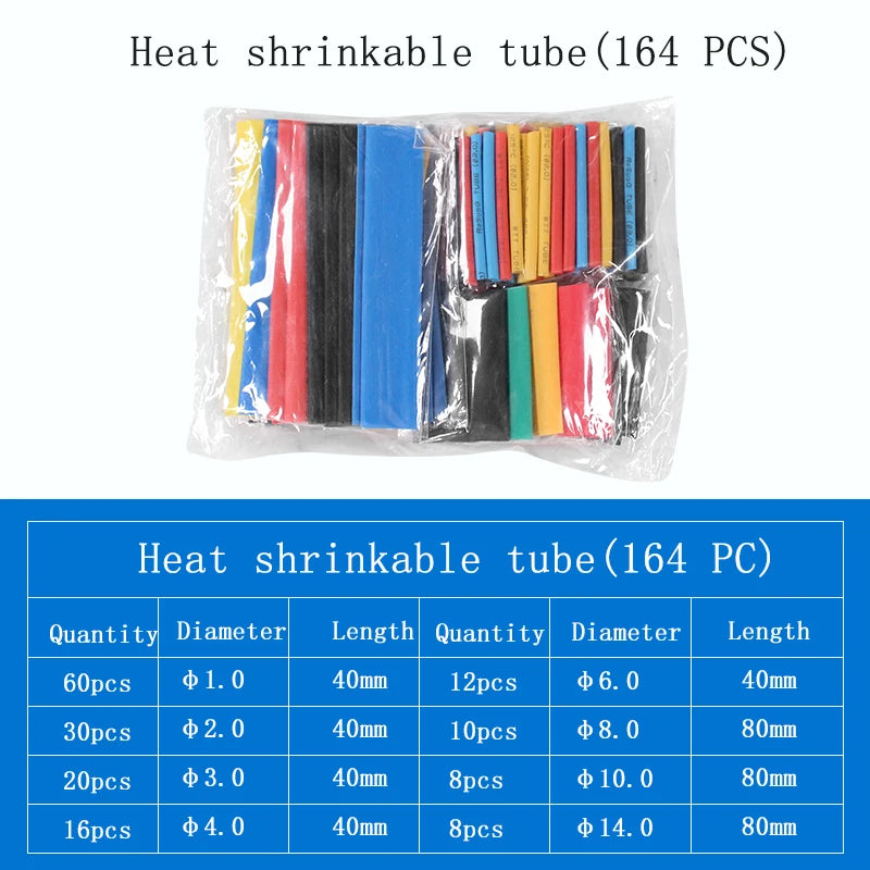 2:1 Heat Shrink Tube127/164/328/140/530/560/580/780pcs Shrinking Assorted Polyolefin Insulation Sleeving Wire Cable Sleeve Wrap