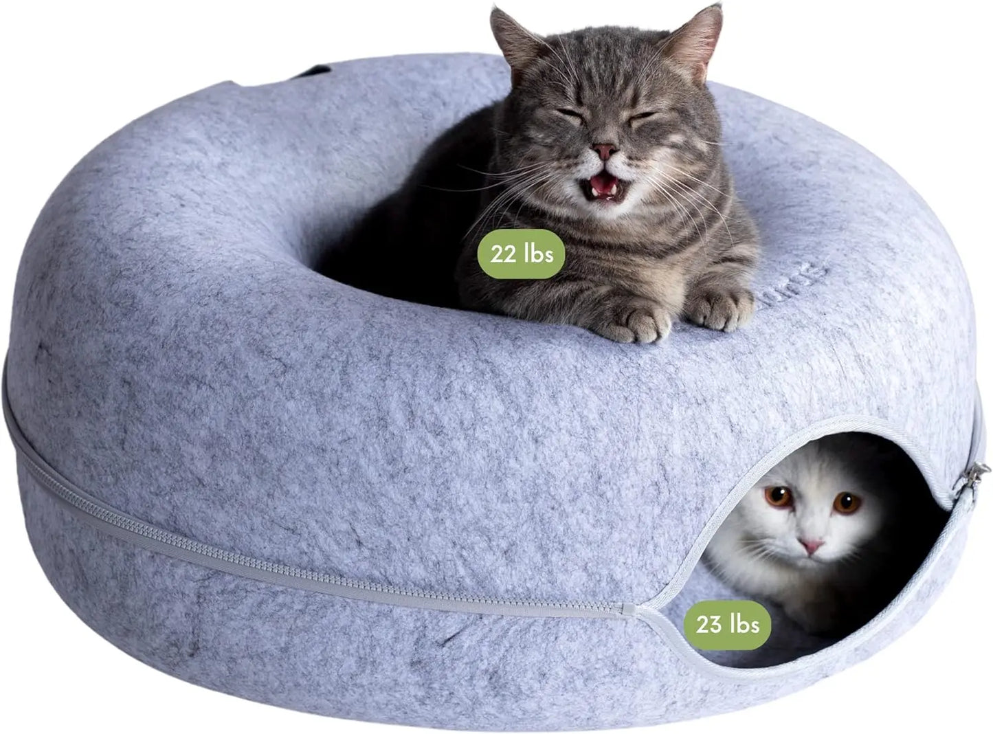 CATTASAURUS Peekaboo Cat Cave for Multiple & Large Cats Up to 30-45 Lbs, Scratch Detachable & Washable Tunnel Bed,Donut Cat Cave