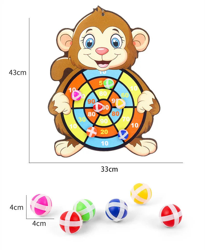 Child Montessori Toys for Kids 2 to 4 Years Old Cartoon Animal Dart Board Sticky Ball Family Interactive Educational Toys Baby