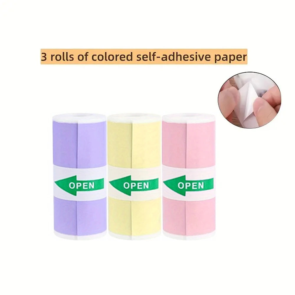 3 Rolls of Mini Printer Paper, Thermal Paper, Printable Stickers for Pocket Thermal Printers