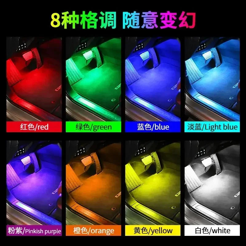 Car Foot Ambient Light RGB Led Lamp Usb For Chevrolet Avalanche 1500 Camaro Cruze Cobalt Wireless Remote APP Control Accessories