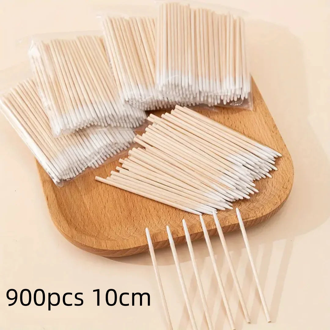 900/100/300pcs Disposable Wooden Micro Bud Swabs Lint Free Eyelash Extension Glue Removing Tools Makeup Mini Brush