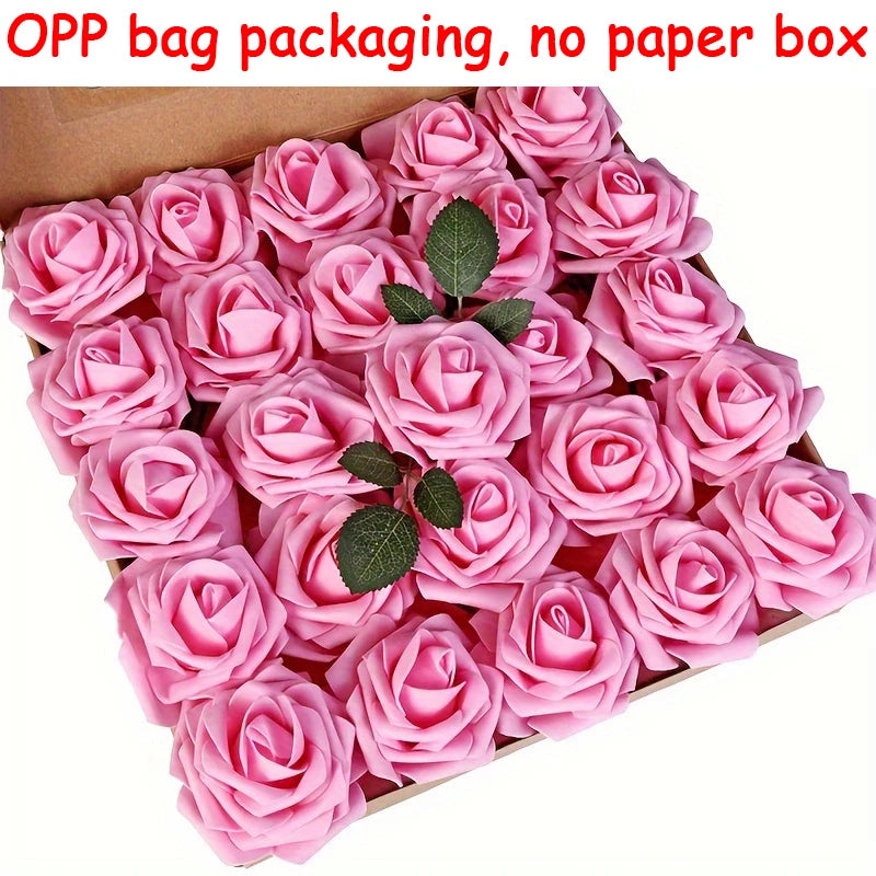 25pcs Artificial Flowers, Fake Flowers Roses W/stem For DIY Wedding Bouquets Centerpieces Arrangements Party Home Decorations