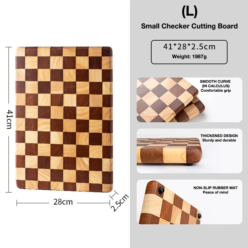 Acacia Wood Kitchen Board,Natural Splicing checkerboard texture chopping board,Solid Wood kitchen Board Non-slip Knife Board