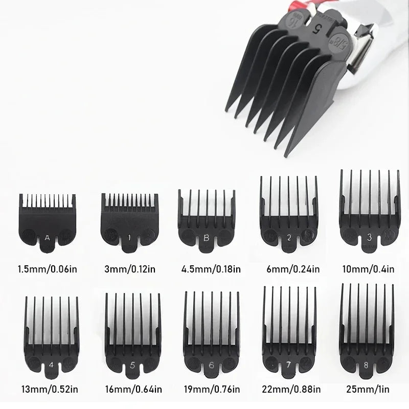 1.5-25mm 10pcs Hair Cutting Combs for Professional Hair Trimmer Machine Universal Guards Barber Accessories Trimmer Limit Combs