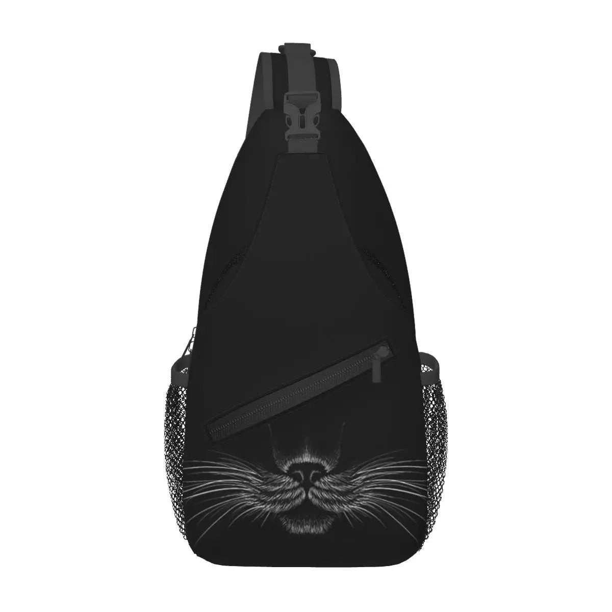 Black Cat Panther Animal Chest Bag Men Sling Crossbody Backpack Chest Bag Travel Hiking Daypack Shoulder Bag