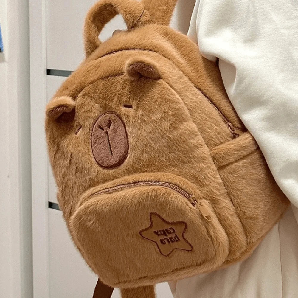 Capybara Plush Backpack Kawaii Fashion Plushie Doll Fur Bag Children's Bag Shoulder Bag Mini Knapsack Bags Gifts For Girlfriend