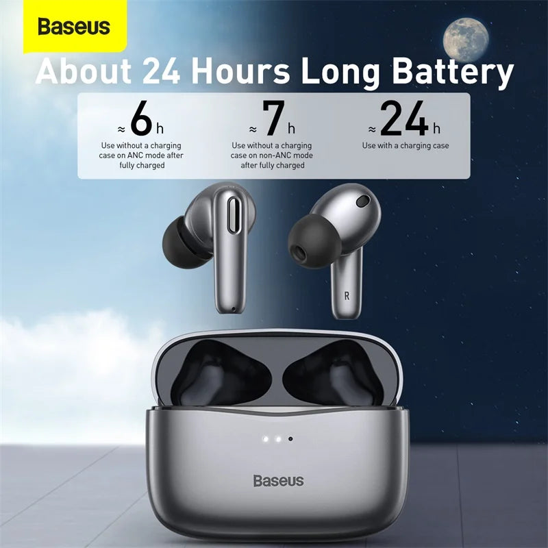 Baseus SIMU S2 Earphones True Wireless Bluetooth 5.0 Headphones TWS ANC Earbuds Active Noise Cancellation Fone Headset Gamer Pro