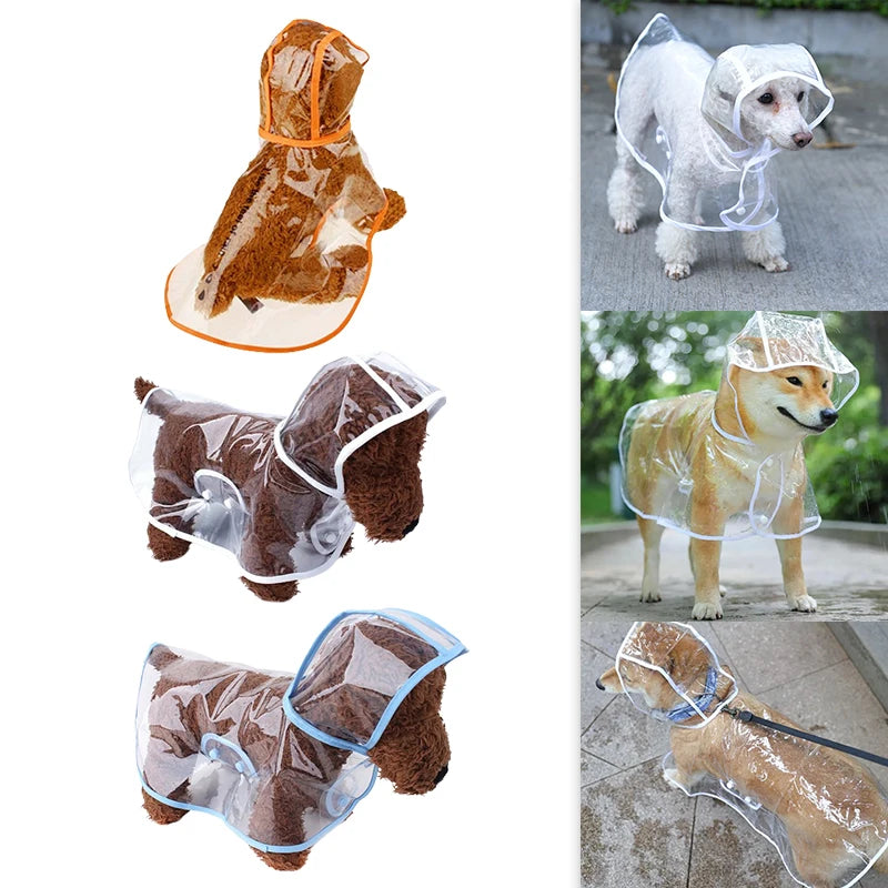 1PC Waterproof Dog Coat Rain Jacket Pet Clothes Puppy Raincoat Transparent Hoody Clothing for Dogs