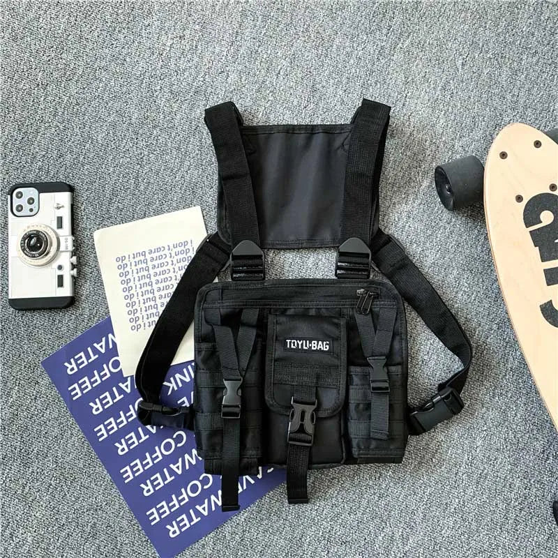 CCRXRQ Hip-hop Streetwear Men Chest Bags 2024 New Fashion Unisex Tactical Vest Backpacks Multi-function Sport Travel Chest Pack