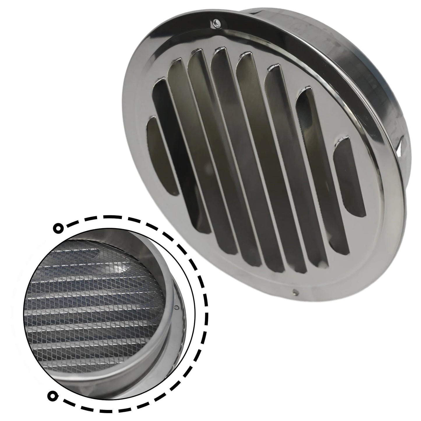 70-300mm Round Stainless Steel Air Vent Grille Insect Protection Home Exterior Wall Ducting Ventilation Tools Exhaust Hoods