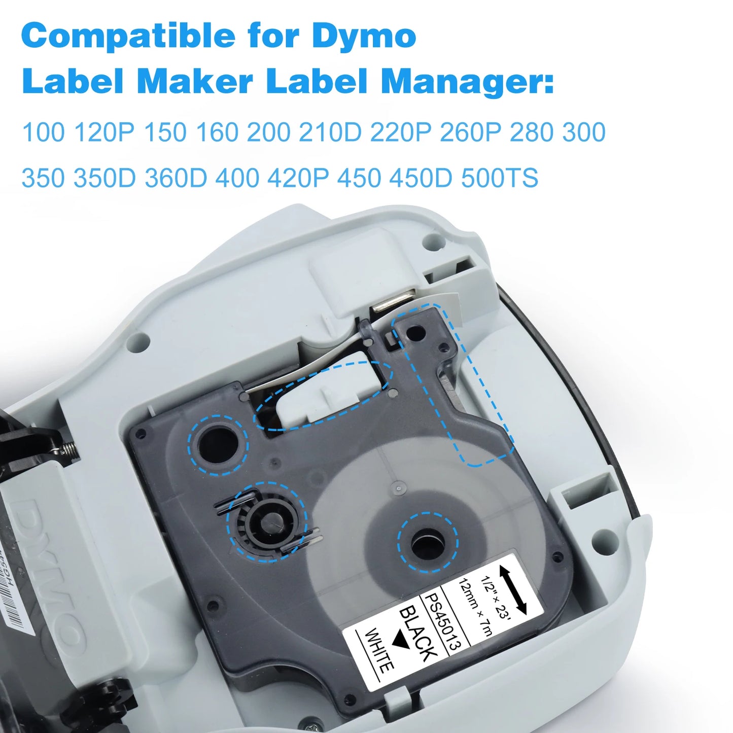 1Pcs 45013 40913 43613 Label Compatible Dymo D1 6/9/12mm Label Tape 45010 45016 45018 For Dymo LabelManager 160 280 Label Maker